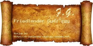 Friedlender György névjegykártya